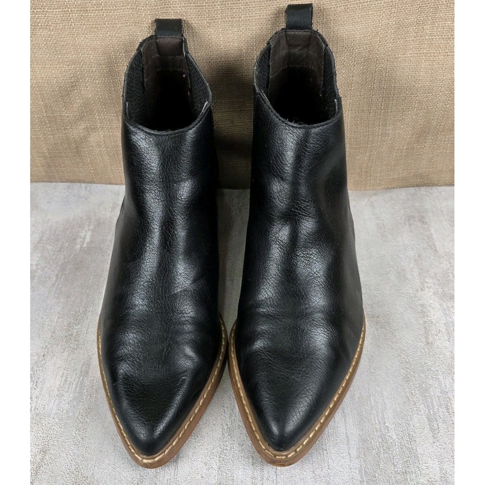 Mi.iM Black Leather Ankle Booties Boots Pull‎ On Block Heel Women's Size 6 Boho